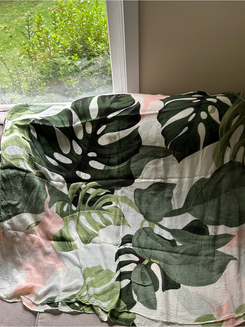 Botanical Green Monstera Print Beach Cover-up | wrap